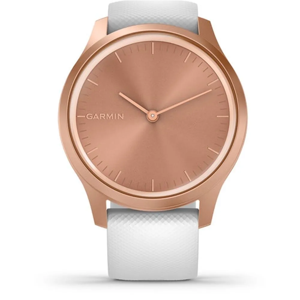 Garmin Vívomove Unisex White Silicone Band Gold Quartz Dial Hybrid Watch - 010-02240-00