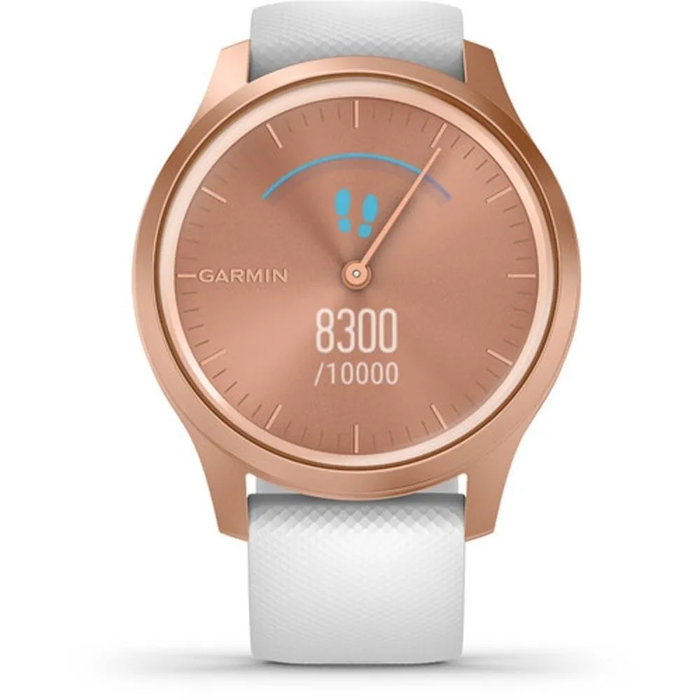 Garmin Vívomove Unisex White Silicone Band Gold Quartz Dial Hybrid Watch - 010-02240-00