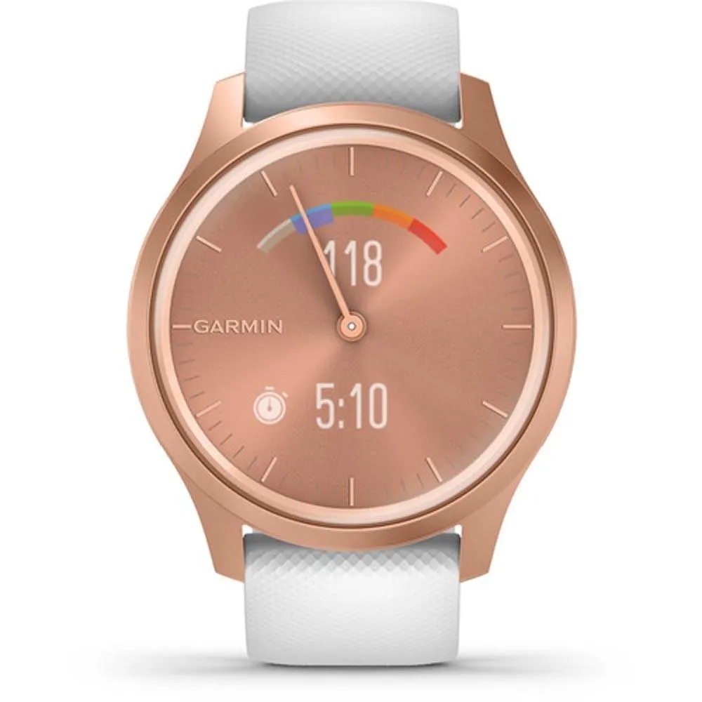 Garmin Vívomove Unisex White Silicone Band Gold Quartz Dial Hybrid Watch - 010-02240-00