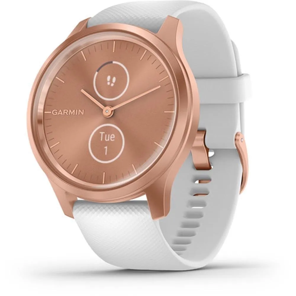 Garmin Vívomove Unisex White Silicone Band Gold Quartz Dial Hybrid Watch - 010-02240-00