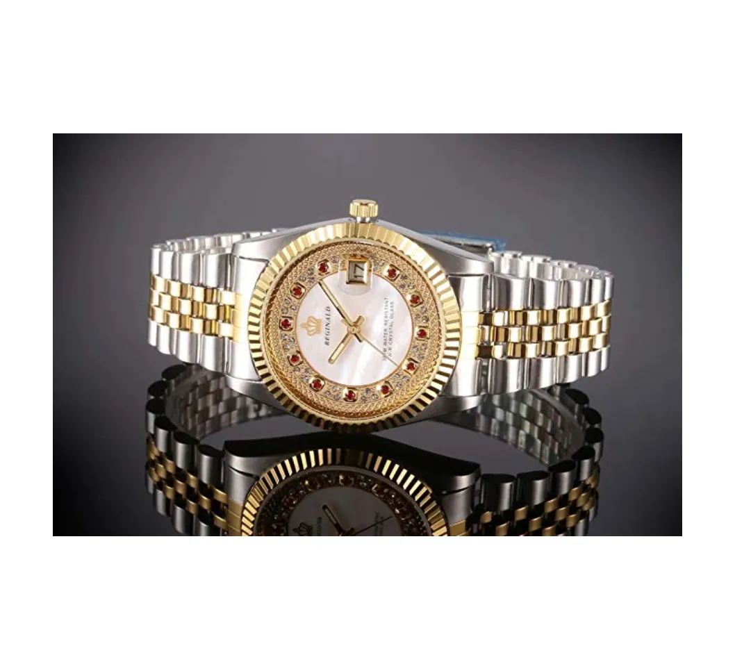 Gold & Silver Dress Watch Diamond Dial White Face Watch 2-Tone Datejust Dress Watch Gift