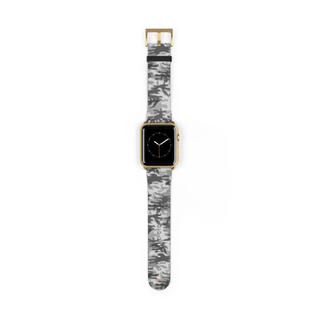 Grey Camo Apple Watch Band, 38mm/42mm Watch Band For Apple Watch- Made in USA