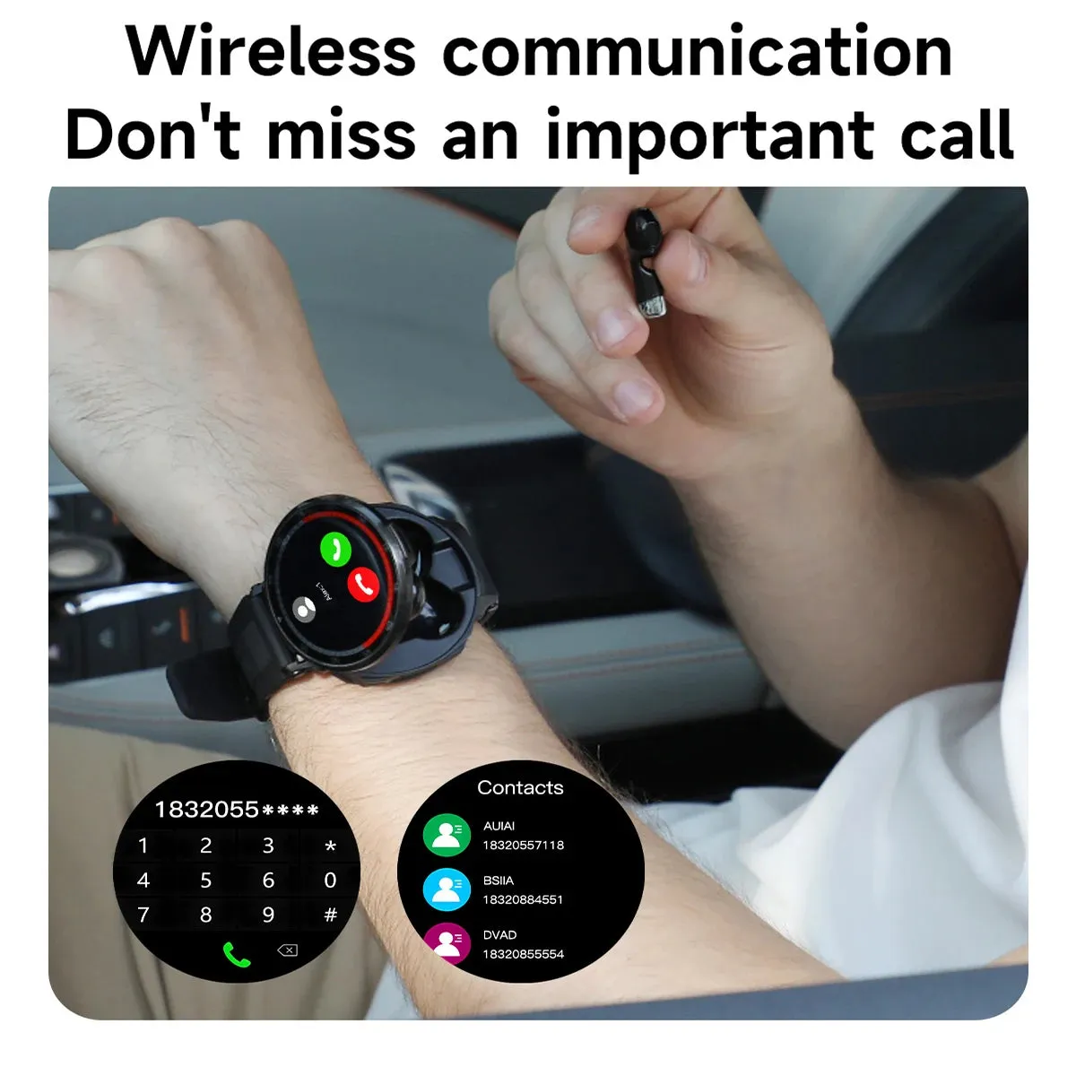 Headset Smart Watch Men TWS 2 in 1 Wireless BluetoothCall Earphone NFC Blood Pressure Heart Rate Testing Health Sport Smartwatch