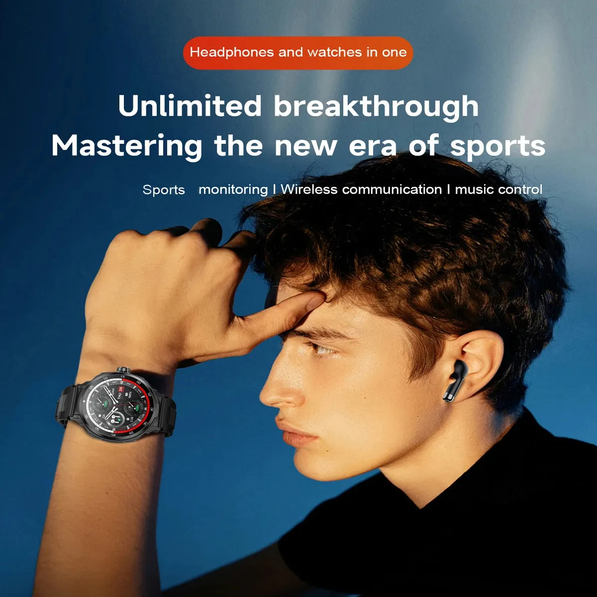 Headset Smart Watch Men TWS 2 in 1 Wireless BluetoothCall Earphone NFC Blood Pressure Heart Rate Testing Health Sport Smartwatch