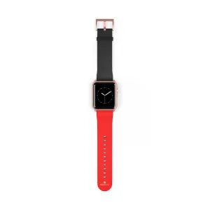 Hot Red Black Watch Band, Dual Solid Color 38 mm/42 mm Watch Band For Apple Watch- Made in USA