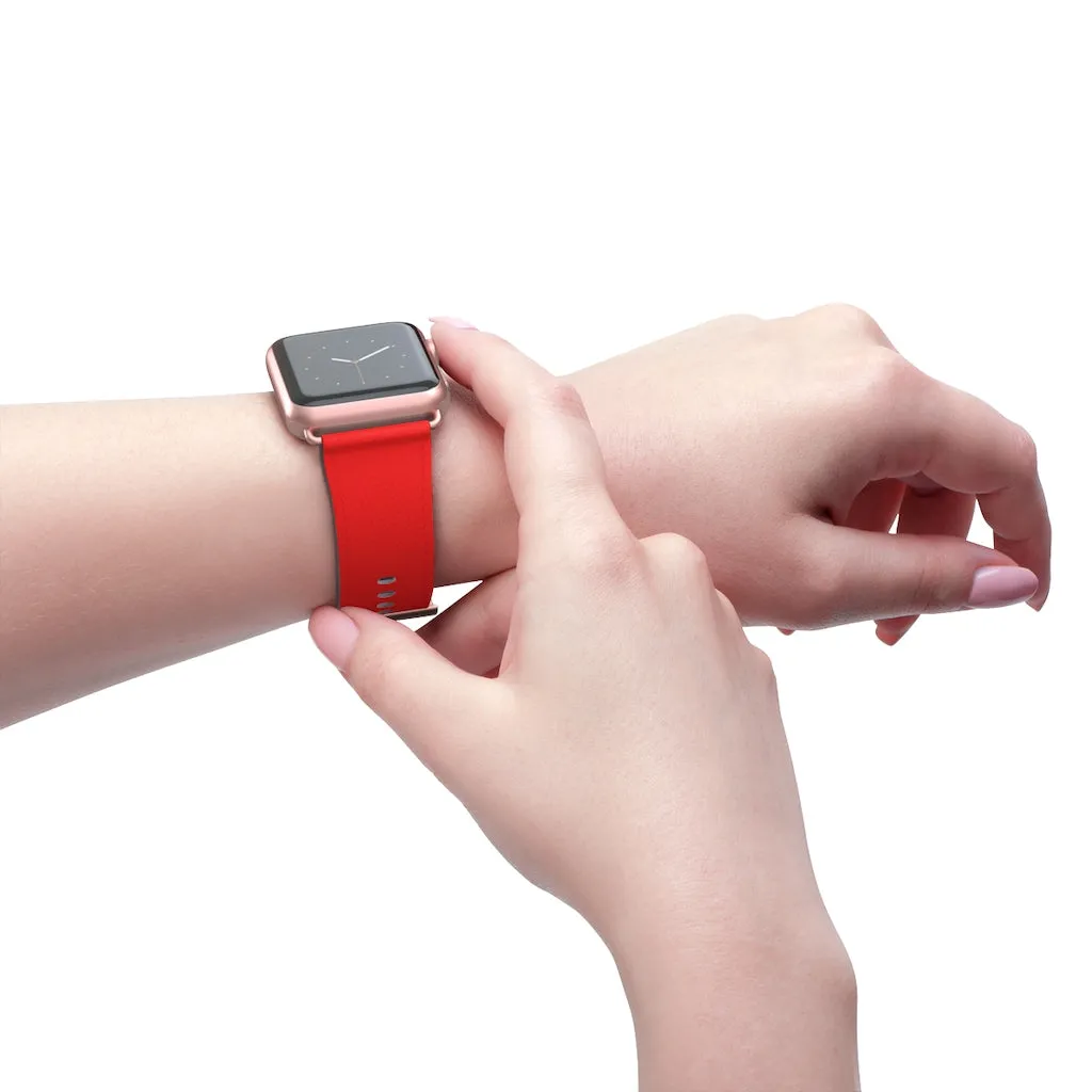 Hot Red Black Watch Band, Dual Solid Color 38 mm/42 mm Watch Band For Apple Watch- Made in USA