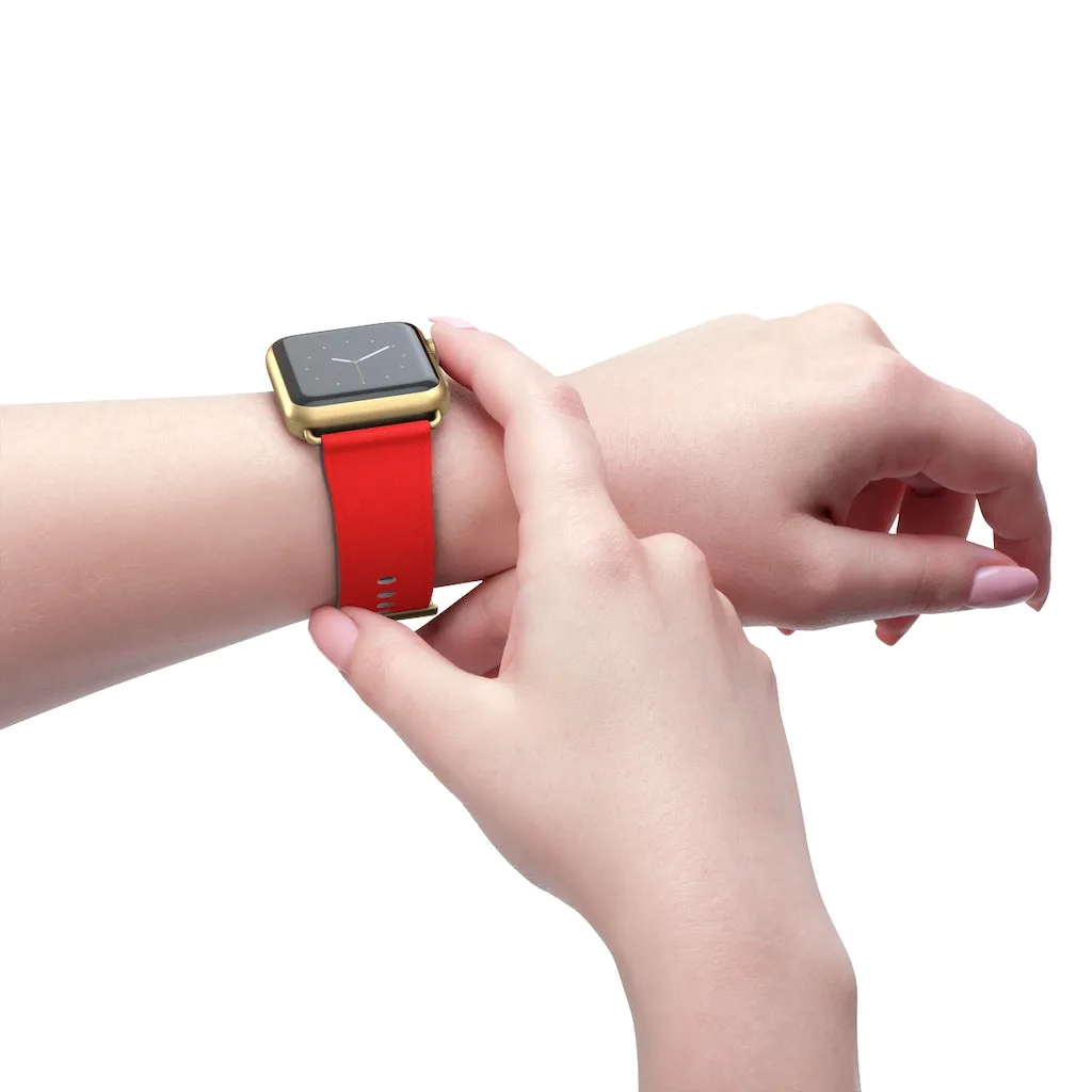 Hot Red Black Watch Band, Dual Solid Color 38 mm/42 mm Watch Band For Apple Watch- Made in USA
