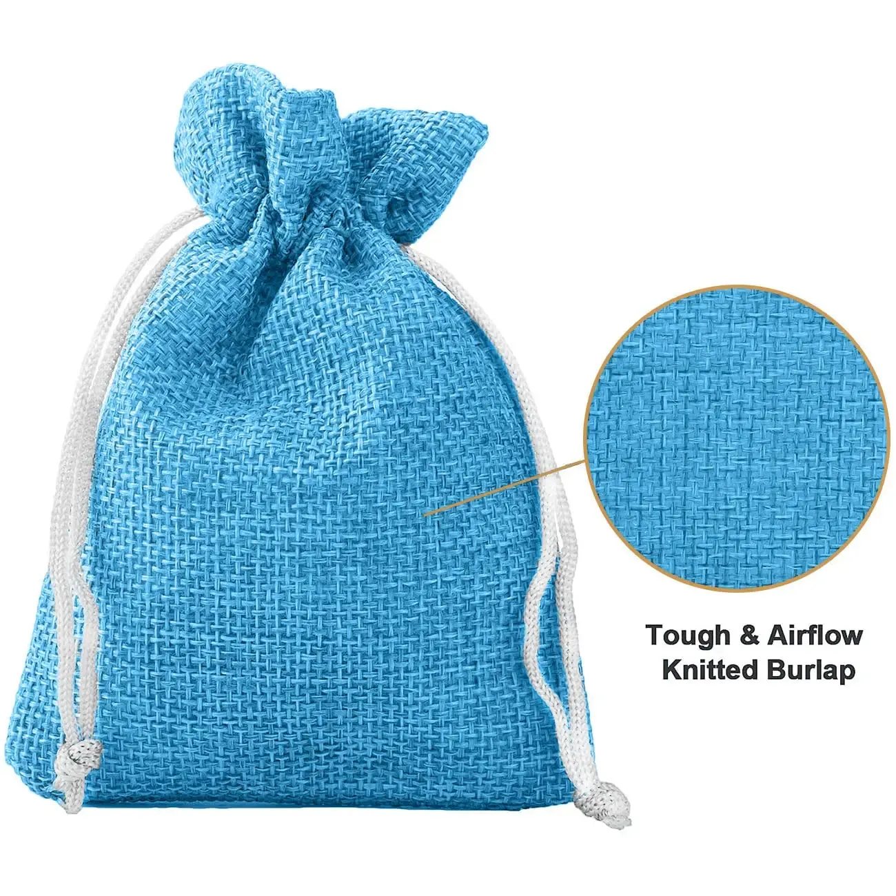 Jute Linen Pouches Christmas, Birthday and Party Favor Bags for Functions- Blue