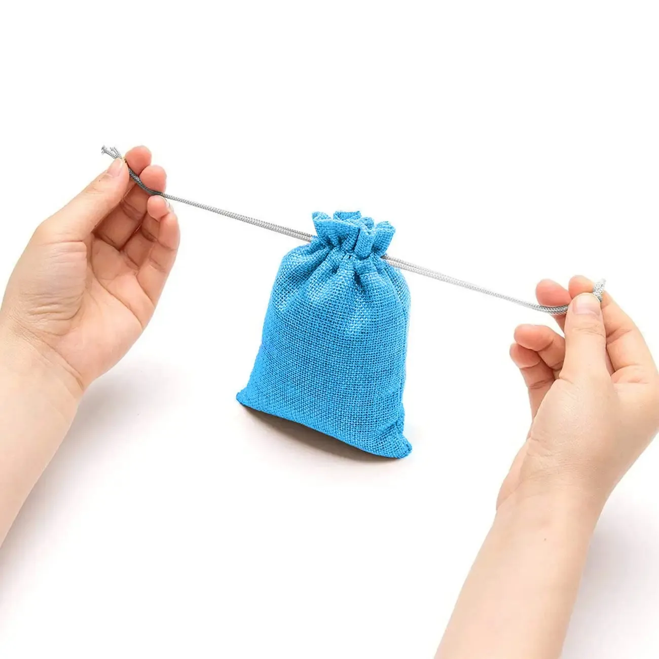 Jute Linen Pouches Christmas, Birthday and Party Favor Bags for Functions- Blue
