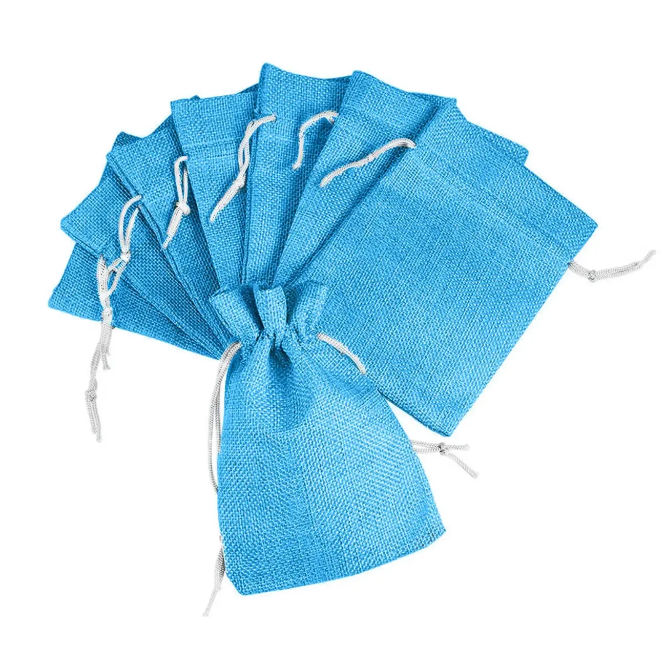Jute Linen Pouches Christmas, Birthday and Party Favor Bags for Functions- Blue