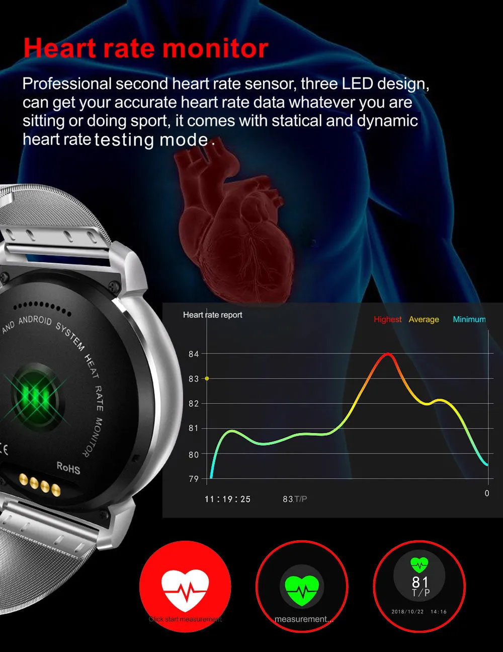 K88H Plus Fitness Smart Watch non-waterproof 1.3 inch Metallic Band