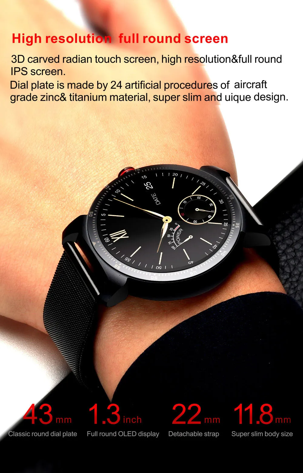 K88H Plus Fitness Smart Watch non-waterproof 1.3 inch Metallic Band