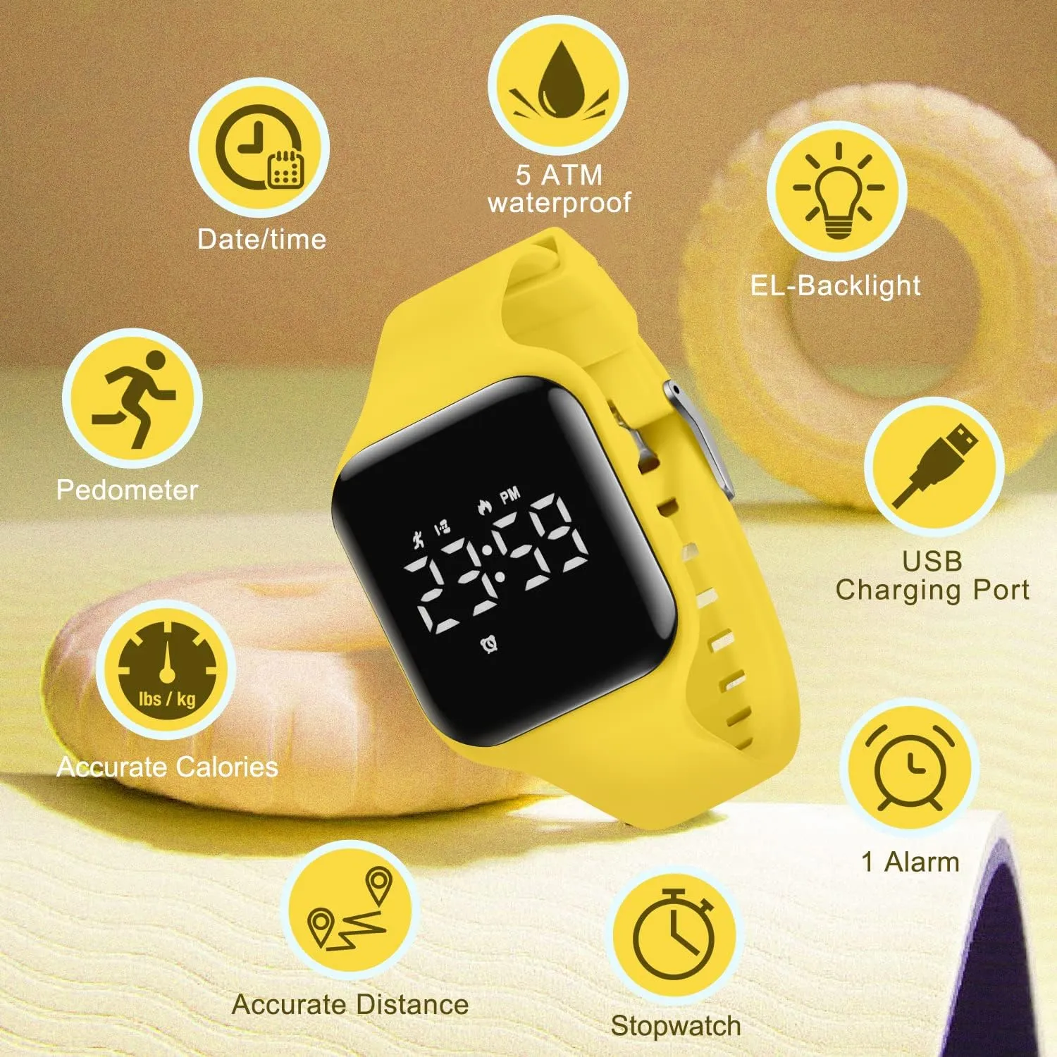 Kids Watch Digital Watch for 5-12 Years Old Boys Girls, Kids Fitness Tracker Watch with Alarm Clock, Stopwatch, Step Counter Sports Watch, No App Waterproof Watch for Kids Teens Gifts