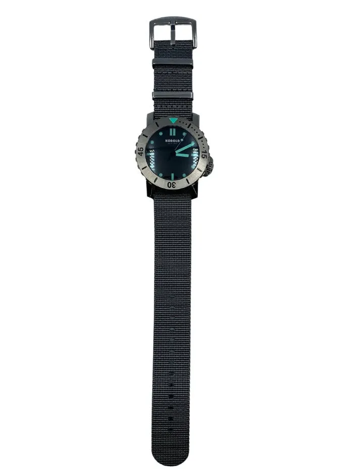 Kobold Arctic Diver Titanium Polished Watch with Gray Nylon Strap