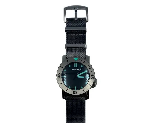 Kobold Arctic Diver Titanium Polished Watch with Gray Nylon Strap