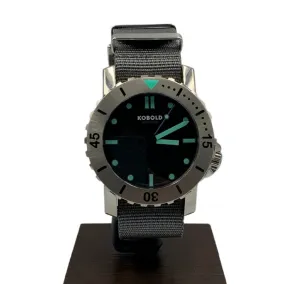 Kobold Arctic Diver Titanium Polished Watch with Gray Nylon Strap
