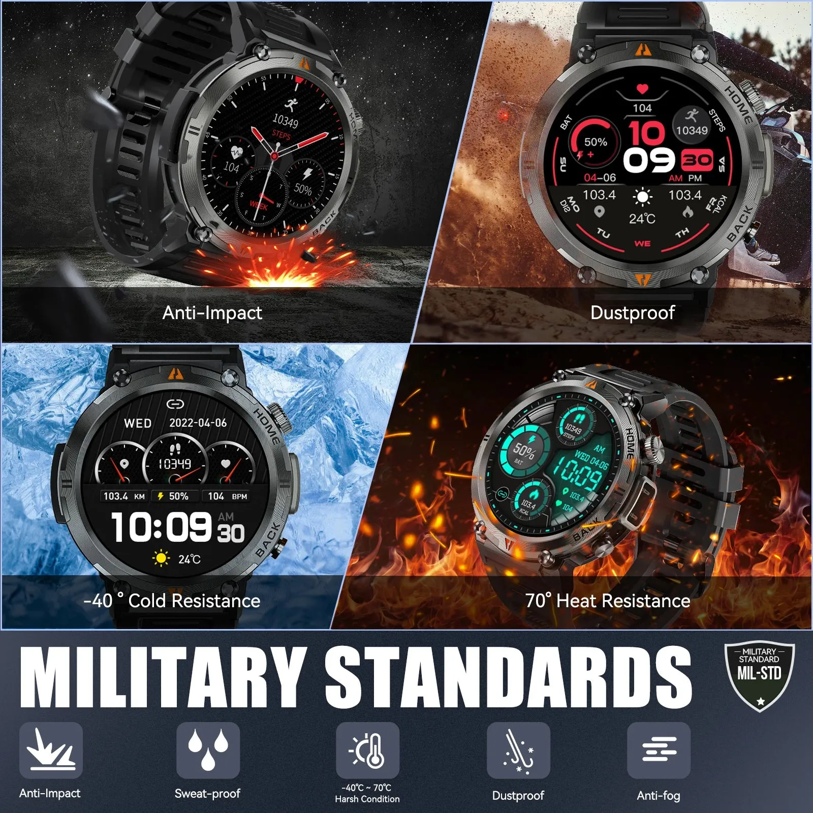LaNikar 2024 New Bluetooth Call Smart Watch Men Full Touch Screen Health Monitor With Flashlight Men SmartWatch For IOS Android