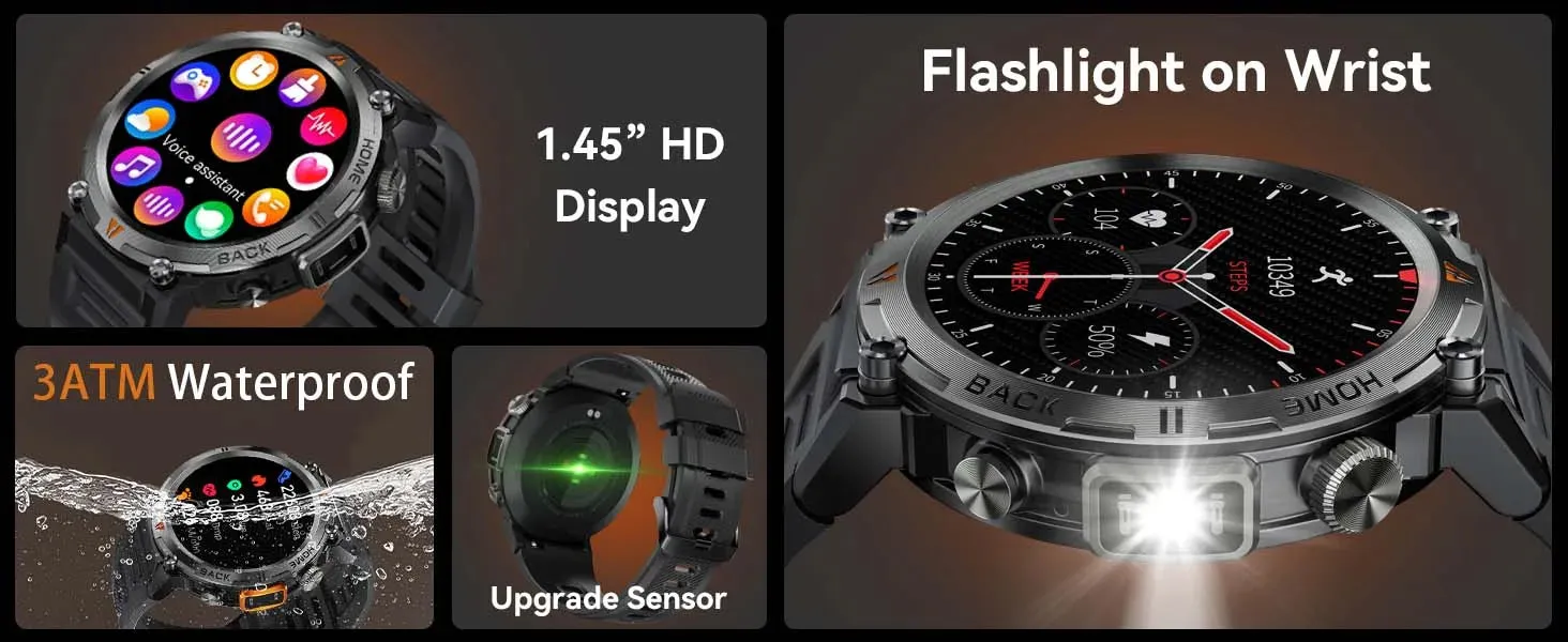 LaNikar 2024 New Bluetooth Call Smart Watch Men Full Touch Screen Health Monitor With Flashlight Men SmartWatch For IOS Android