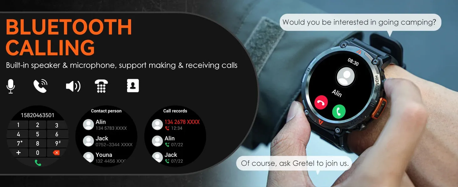 LaNikar 2024 New Bluetooth Call Smart Watch Men Full Touch Screen Health Monitor With Flashlight Men SmartWatch For IOS Android