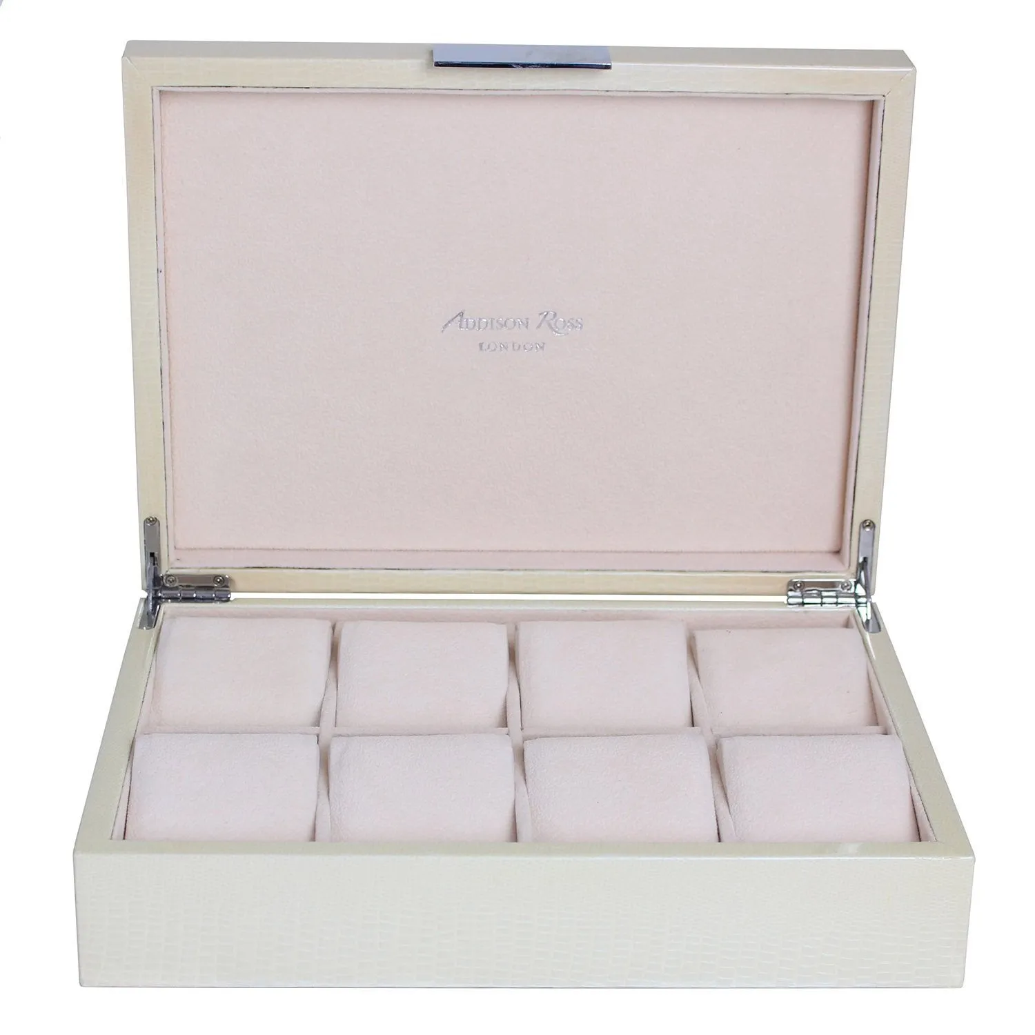 Large Vanilla Croc & Silver Watch Box