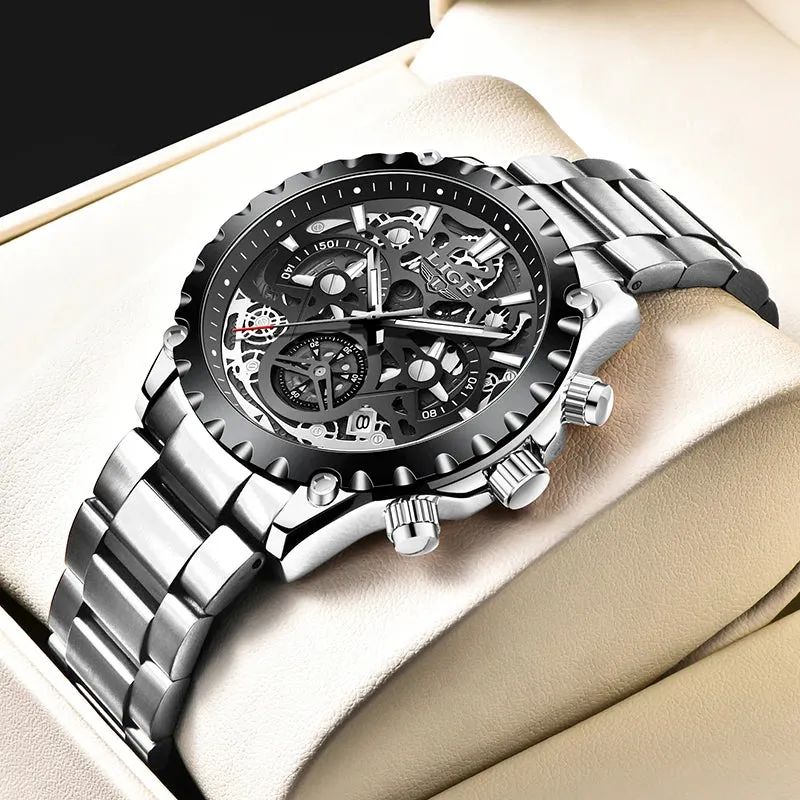 LIGE Quartz Watch Men's with Chronograph LG8950