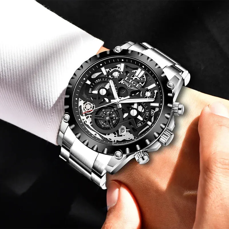 LIGE Quartz Watch Men's with Chronograph LG8950