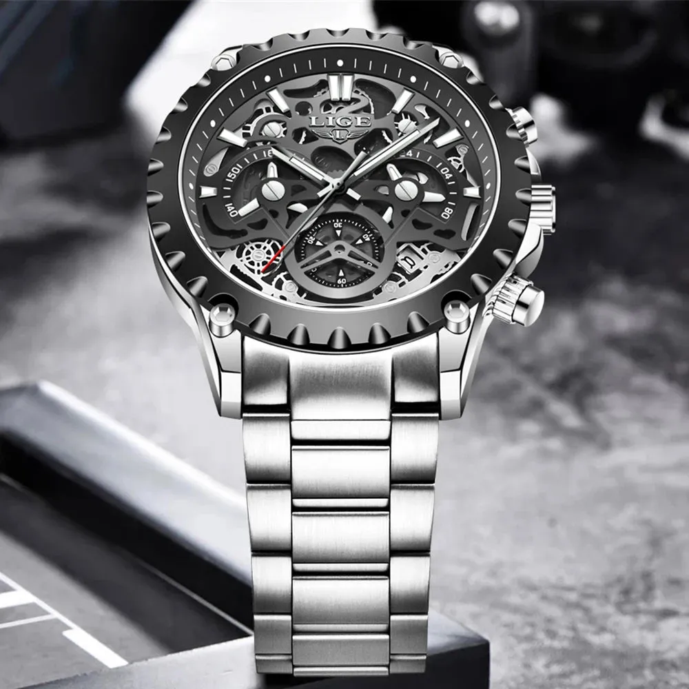 LIGE Quartz Watch Men's with Chronograph LG8950