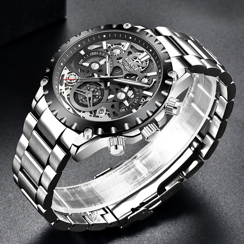 LIGE Quartz Watch Men's with Chronograph LG8950