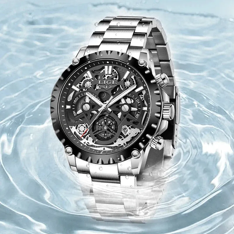 LIGE Quartz Watch Men's with Chronograph LG8950