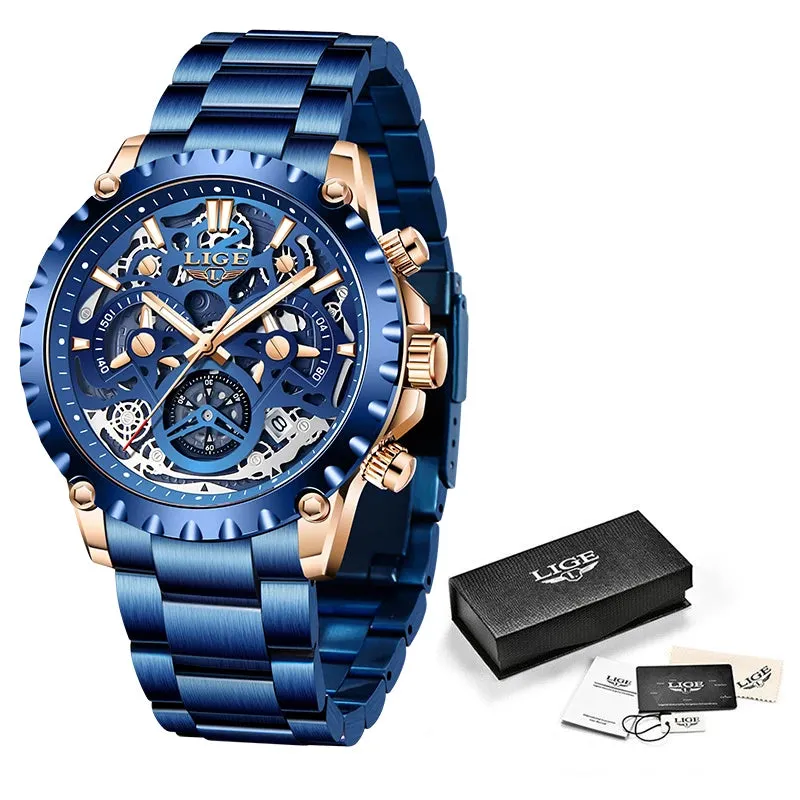 LIGE Quartz Watch Men's with Chronograph LG8950