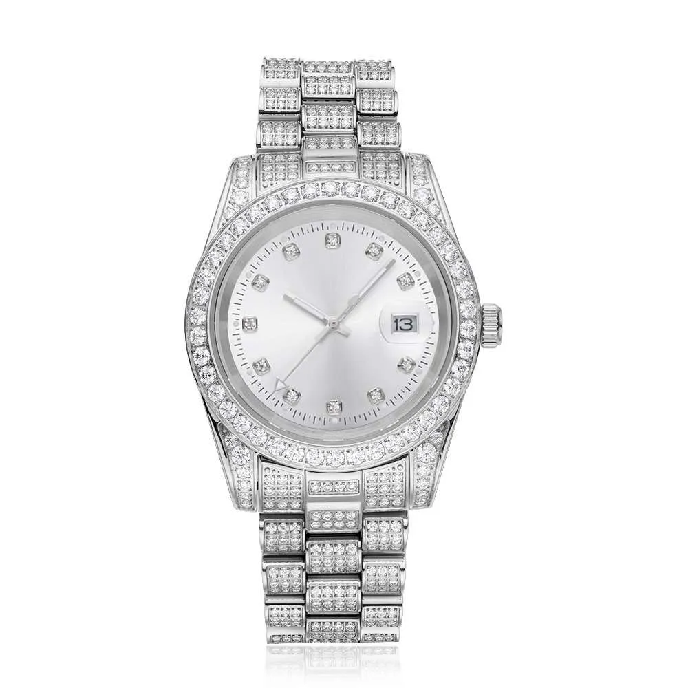 Moissanite Presidential Watch | White Face | 41MM | 13.3CT Iced Out | 14K White Gold
