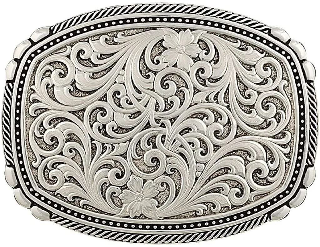 Montana Silversmiths Men's Antiqued Medium Two-Tone Framed Buckle Silver One Size