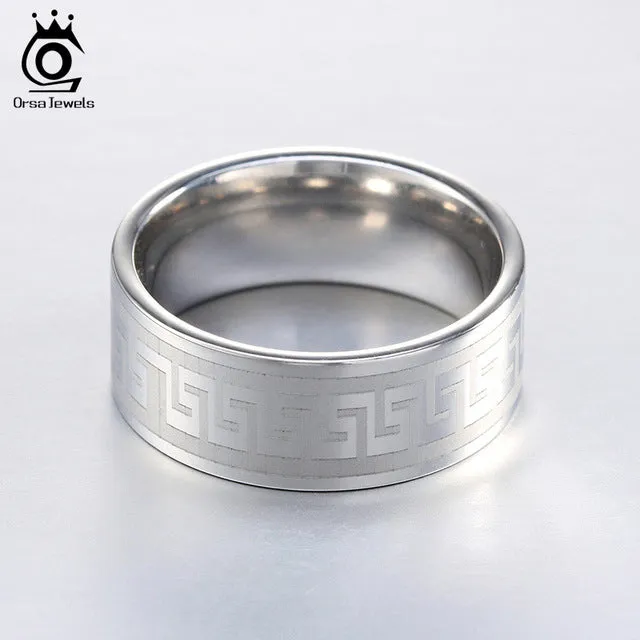 ORSA JEWELS Lead & Nickel Free 3 Color  Wedding Bands Male Ring Stainless Steel Men's Jewelry for Party Wholesale GTR21