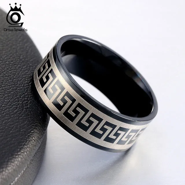ORSA JEWELS Lead & Nickel Free 3 Color  Wedding Bands Male Ring Stainless Steel Men's Jewelry for Party Wholesale GTR21