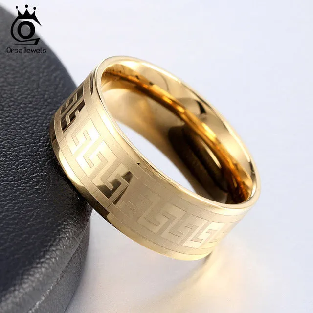 ORSA JEWELS Lead & Nickel Free 3 Color  Wedding Bands Male Ring Stainless Steel Men's Jewelry for Party Wholesale GTR21