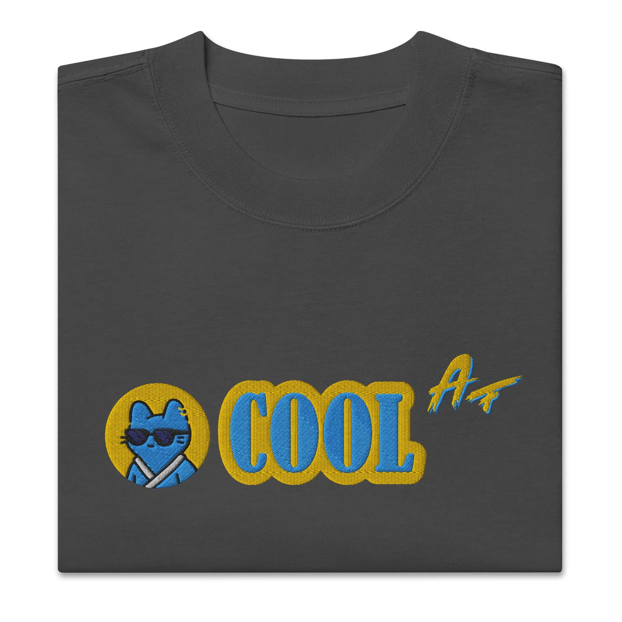 Oversized faded t-shirt COOL AF feat. Cool Cat #316 (embroidered)
