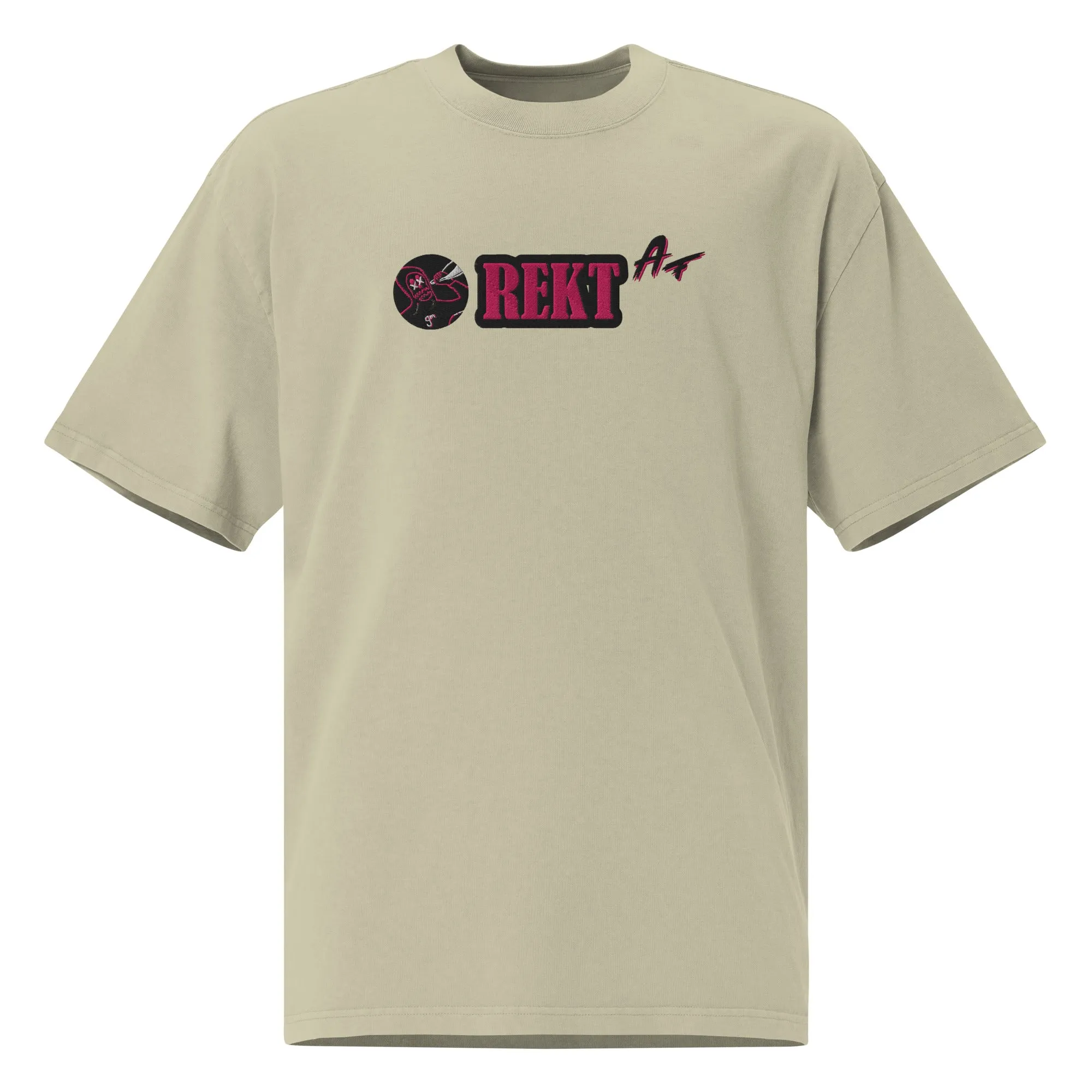 Oversized faded t-shirt REKT AF feat. rektguy #889 (embroidered)