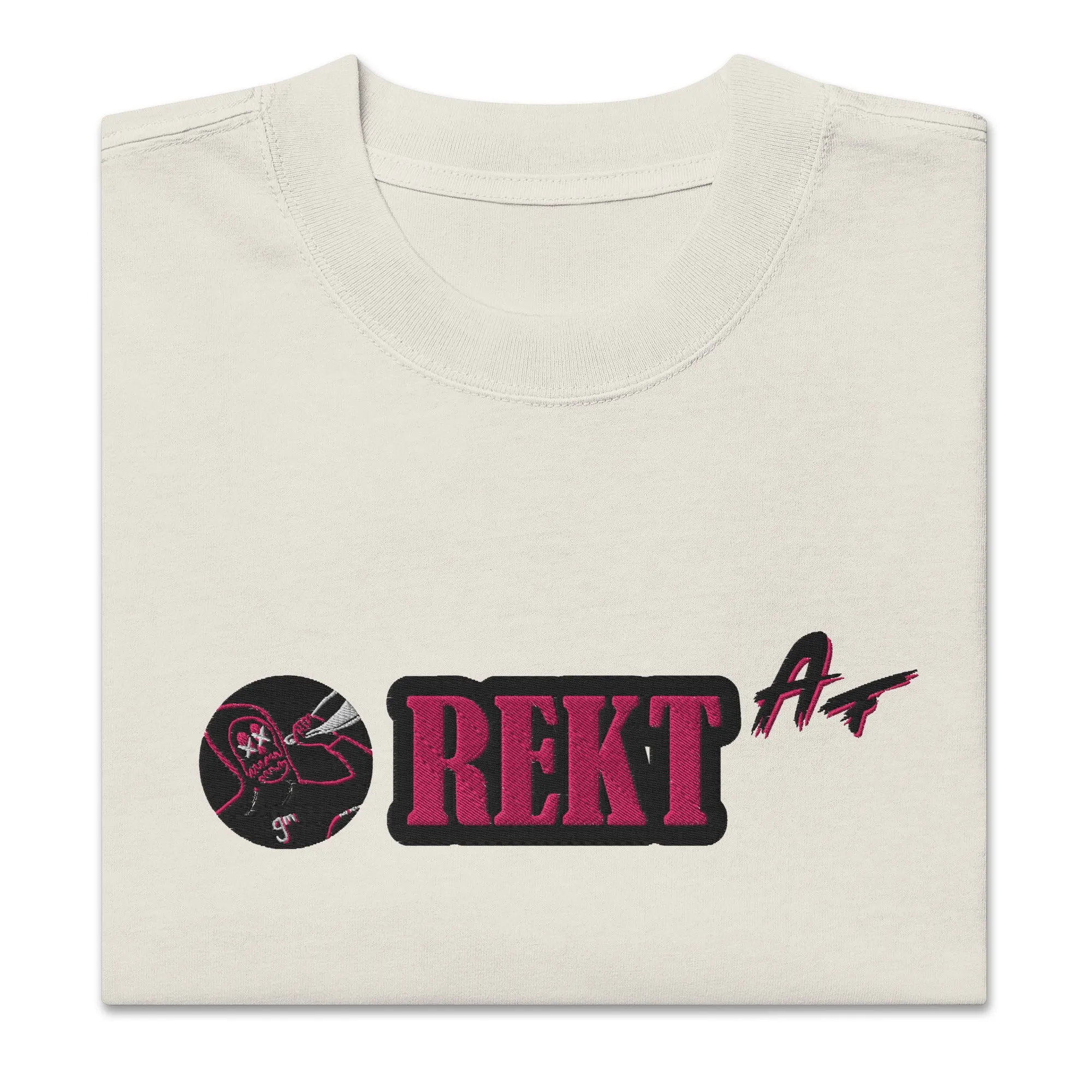 Oversized faded t-shirt REKT AF feat. rektguy #889 (embroidered)