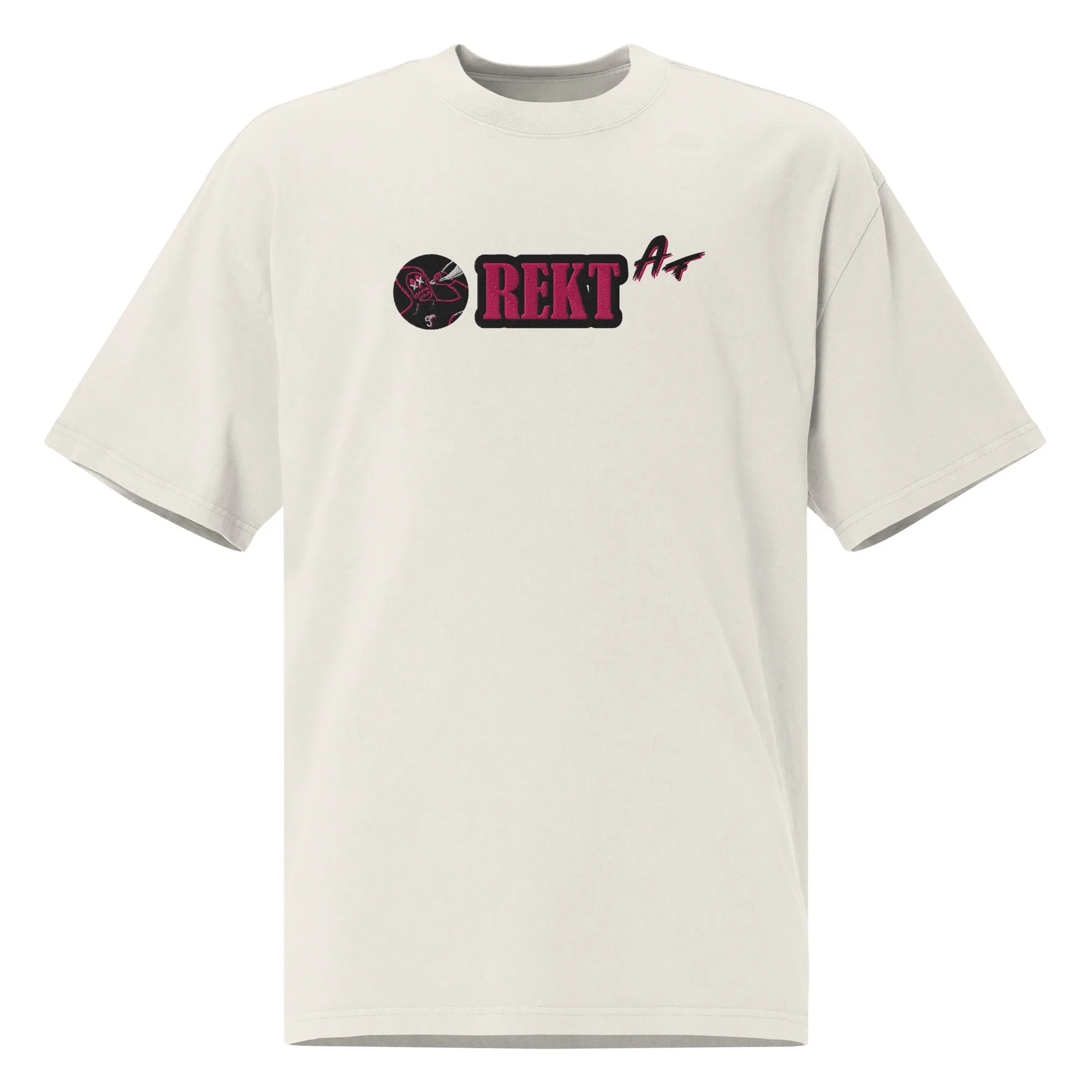 Oversized faded t-shirt REKT AF feat. rektguy #889 (embroidered)