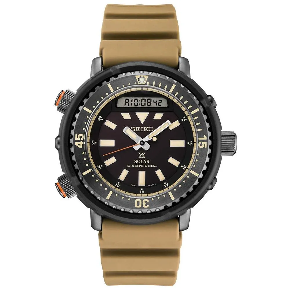 Seiko Mens Arnie Prospex Silicone Strap Black Dial Chronograph Solar Watch - SNJ029