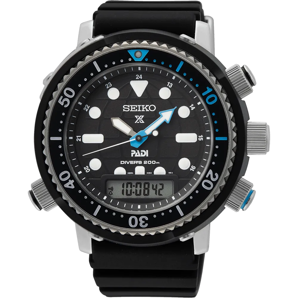 Seiko Prospex Hybrid Diver Black and Silver Men's Watch SNJ035P