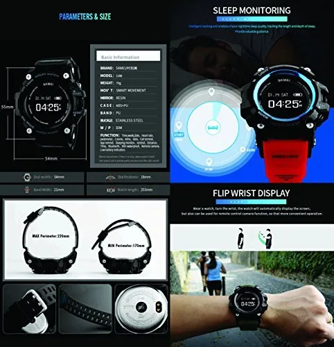 Skmei GS10334 Bluetooth Digital Black Dial Smart Watch (Khaki)