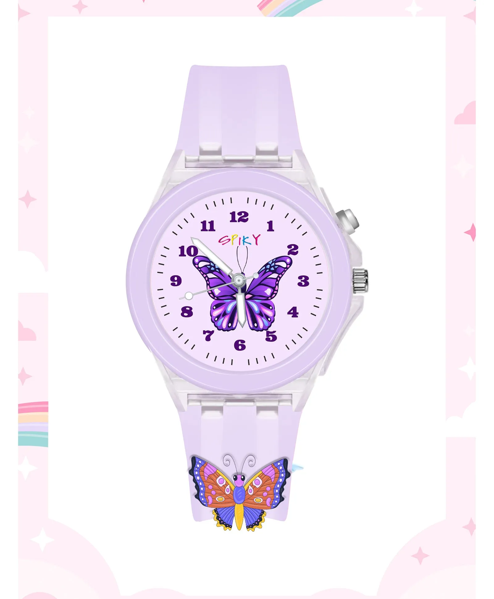 Spiky 3D Cartoon Unicorn Analog Light Watch for Kids Boys & Girls - Light Pink