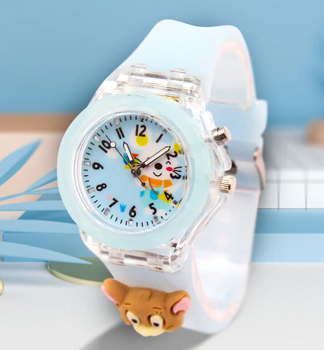 Spiky 3D Cartoon Unicorn Analog Light Watch for Kids Boys & Girls - Light Pink