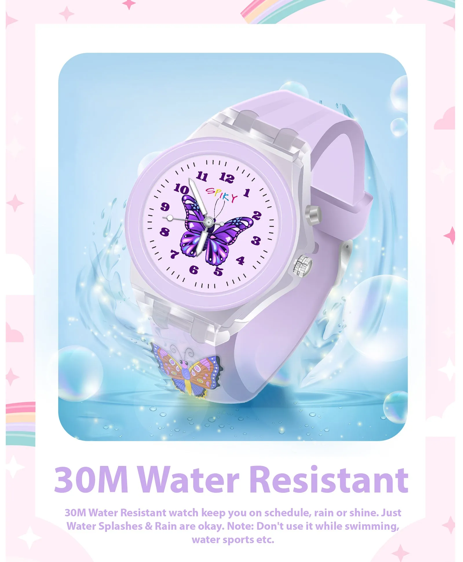 Spiky 3D Cartoon Unicorn Analog Light Watch for Kids Boys & Girls - Light Pink