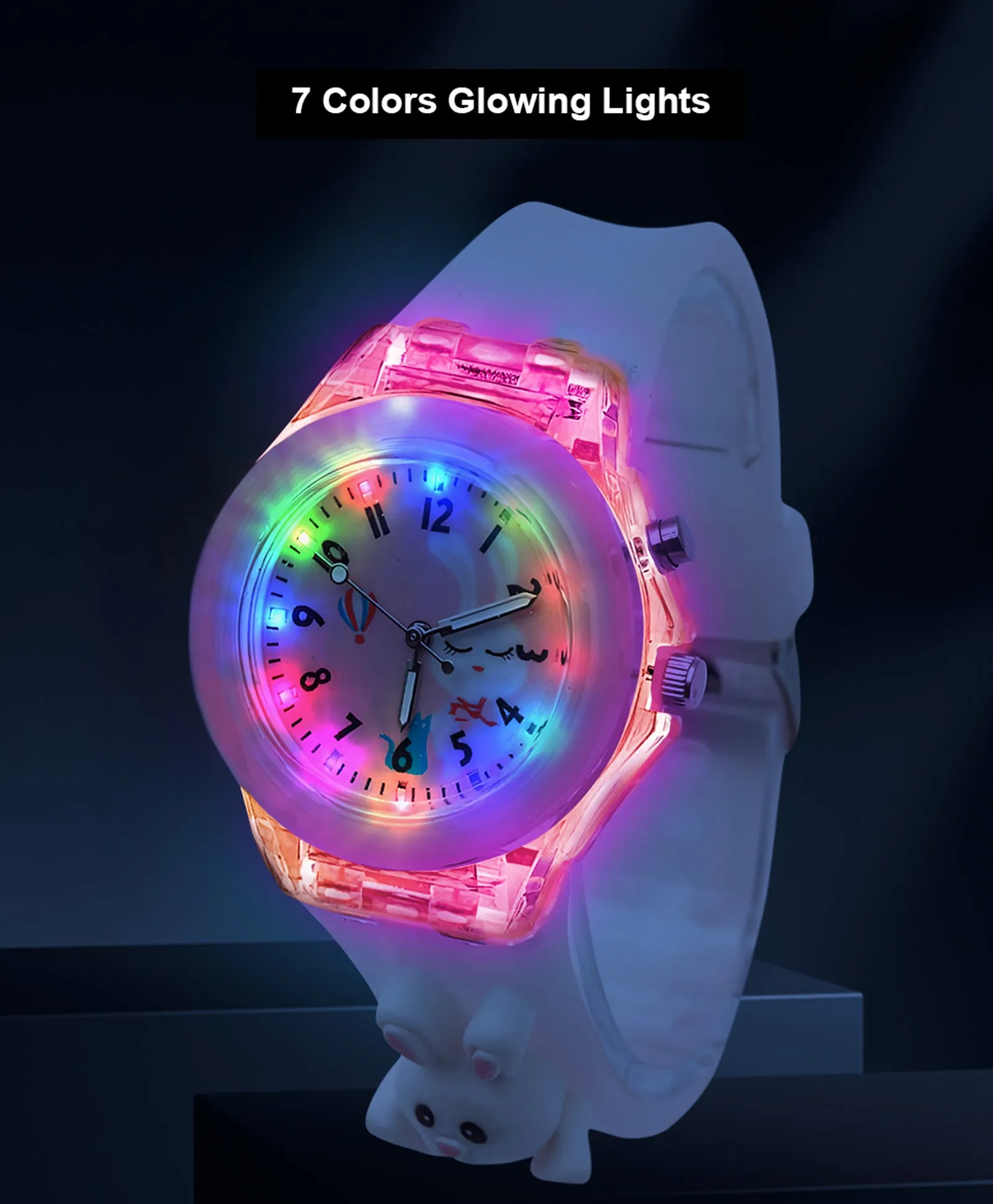 Spiky 3D Cartoon Unicorn Analog Light Watch for Kids Boys & Girls - Light Pink