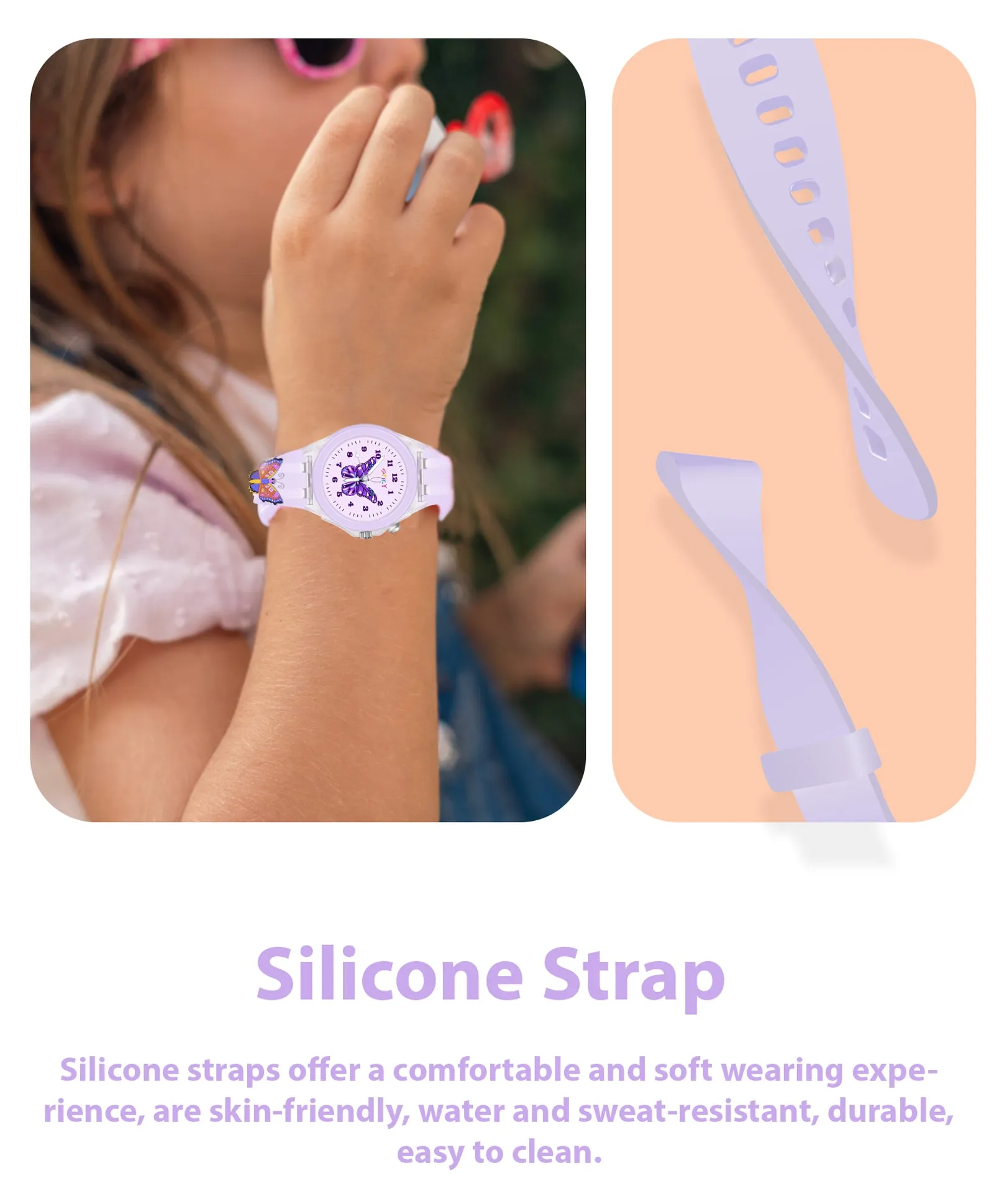 Spiky 3D Cartoon Unicorn Analog Light Watch for Kids Boys & Girls - Light Pink