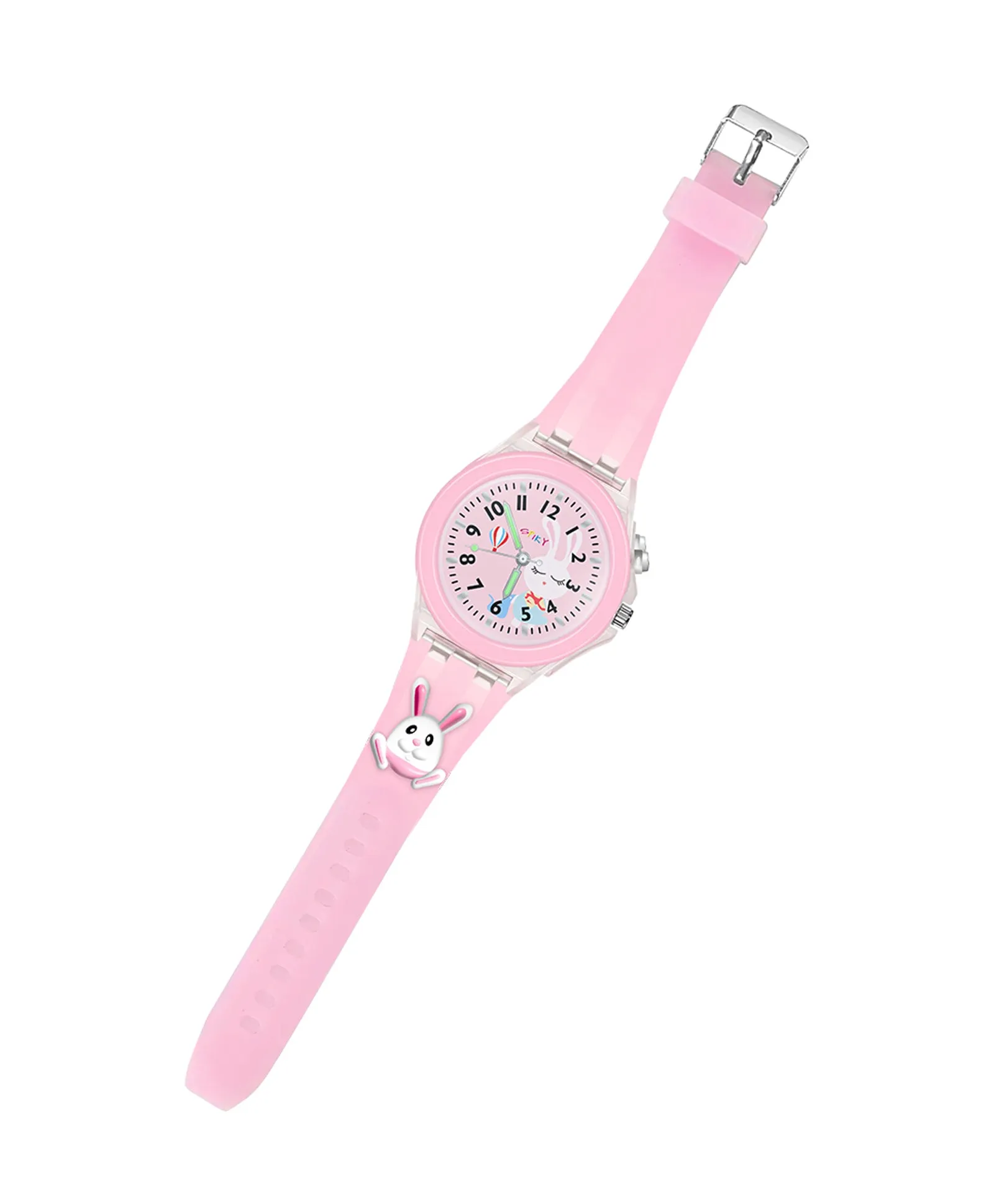 Spiky 3D Cartoon Unicorn Analog Light Watch for Kids Boys & Girls - Light Pink