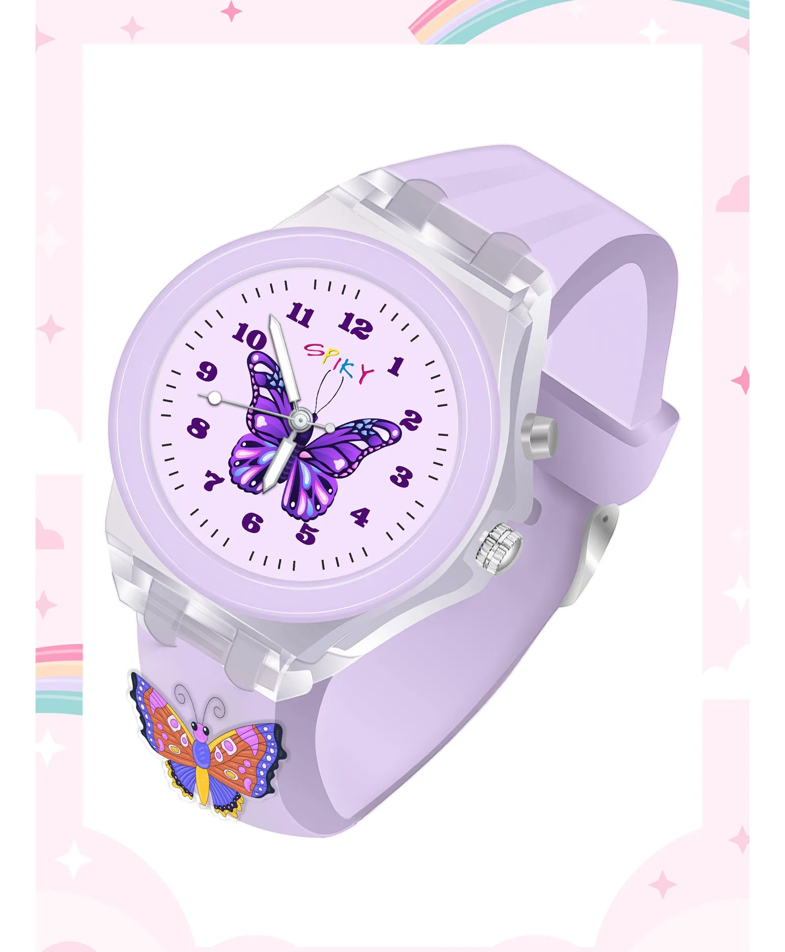 Spiky 3D Cartoon Unicorn Analog Light Watch for Kids Boys & Girls - Light Pink