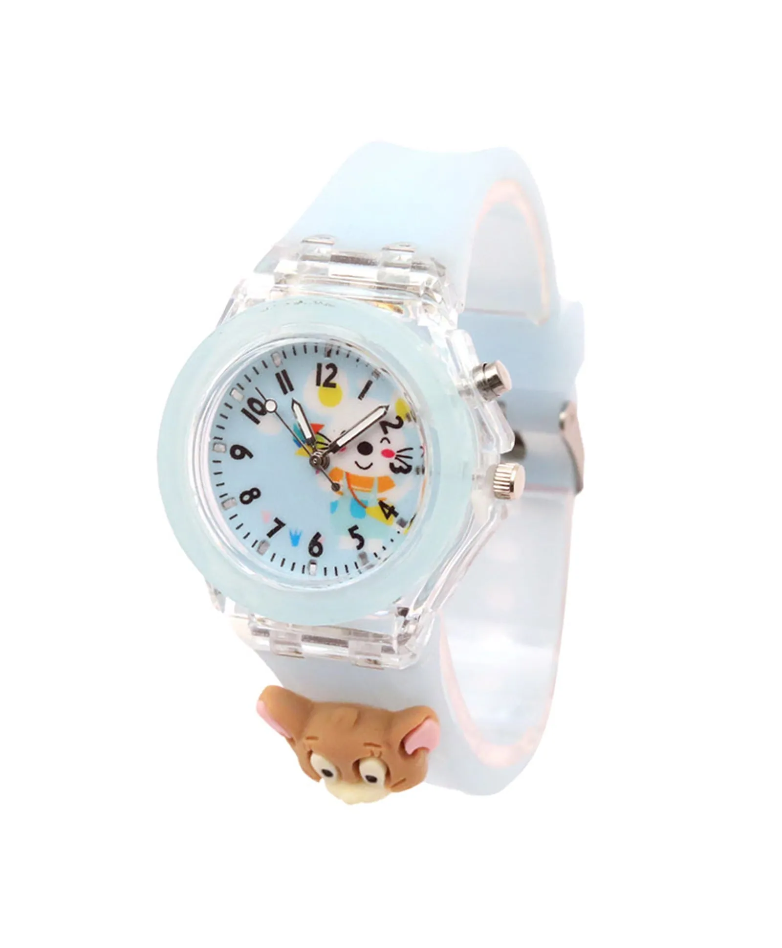 Spiky 3D Cartoon Unicorn Analog Light Watch for Kids Boys & Girls - Light Pink